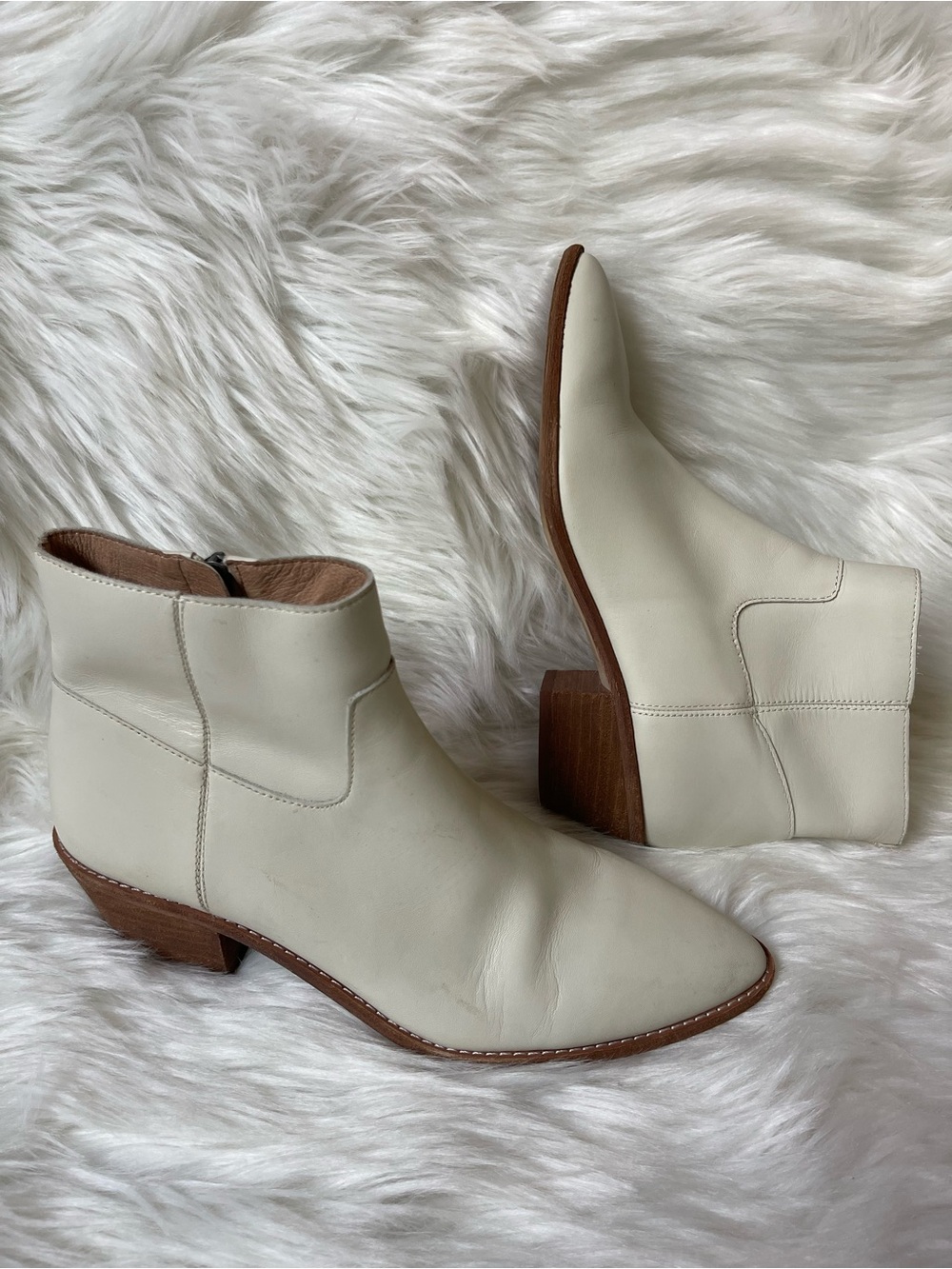 Madewell The Charley Leather Ankle Boots Cream Ivory Women’s Size 9 K5308